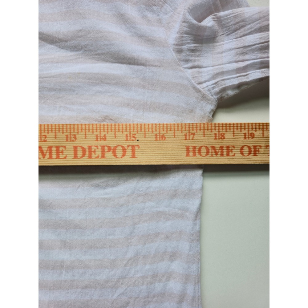 Mountain Hardwear Striped 100% Cotton Shirt Women 6 Beige Gorpcore - Picture 6 of 7